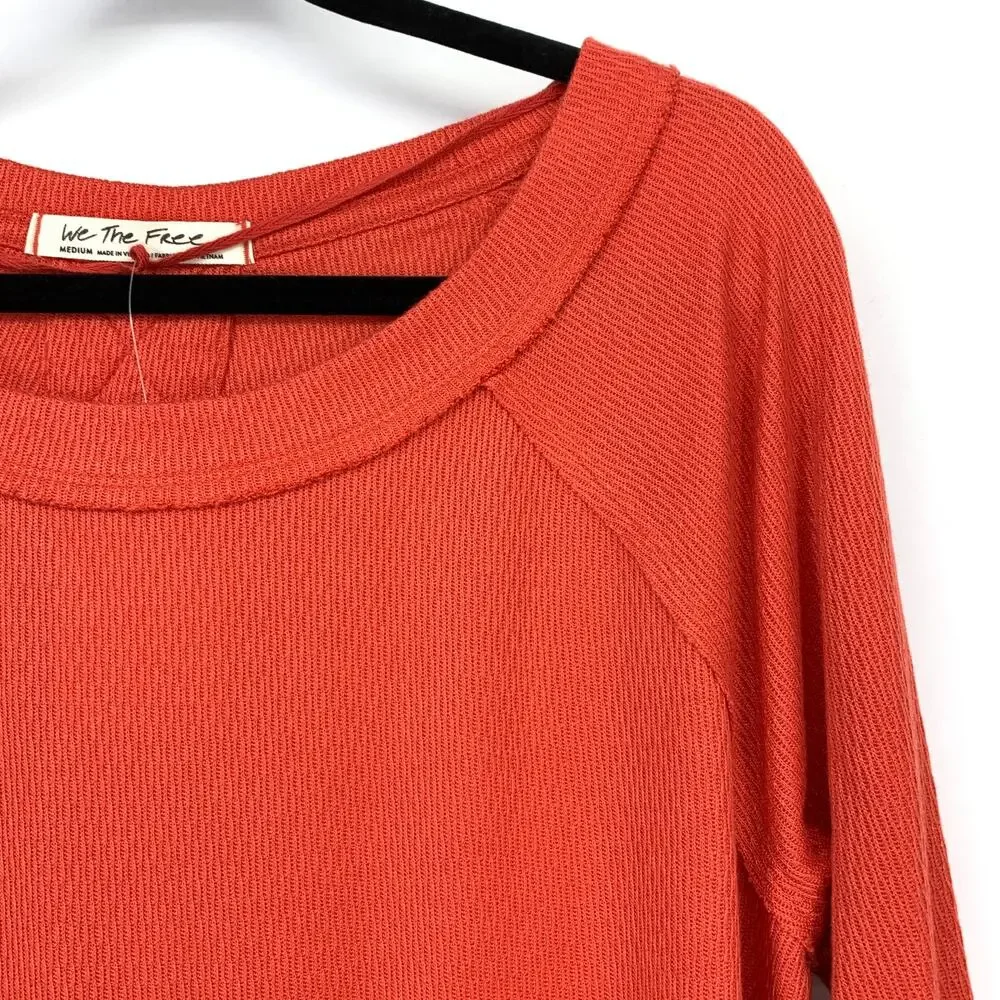 Free People We The Free Snowy Thermal Long Sleeve Top Womens M Heatwave Orange